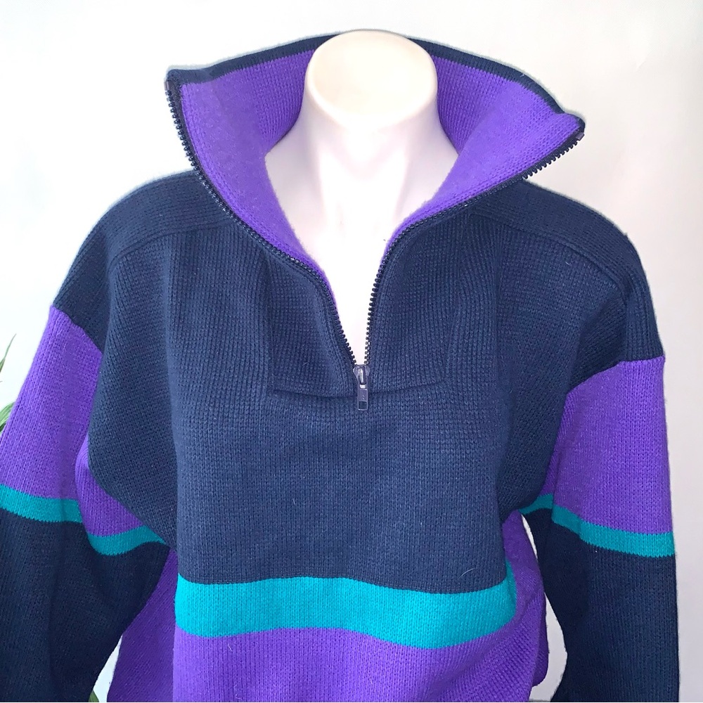 v i n t a g e :: Oversized 90s Bold Colorblock Ski Knit Sweater - Picture 10 of 11